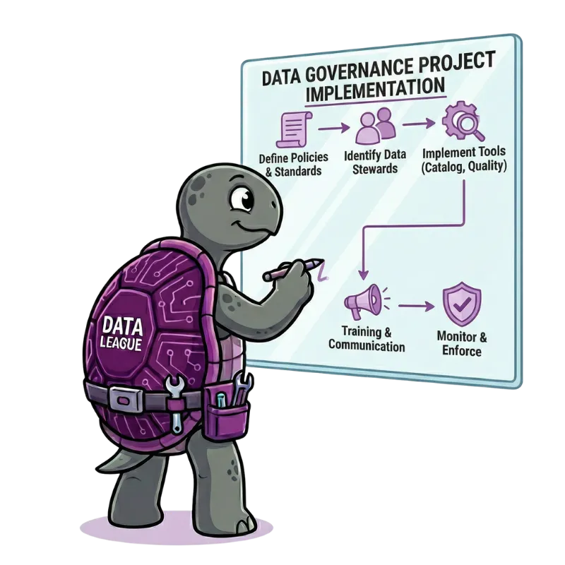 Data governance with a catalogue, lineage and business glossary